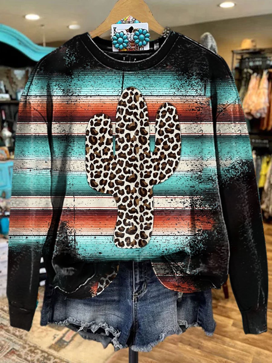 Vintage Western Print Casual  Sweatshirt