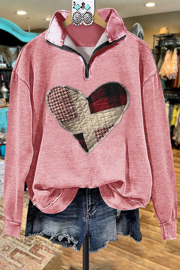 Classic Contrast Heart Valentine's Day Sweatshirt