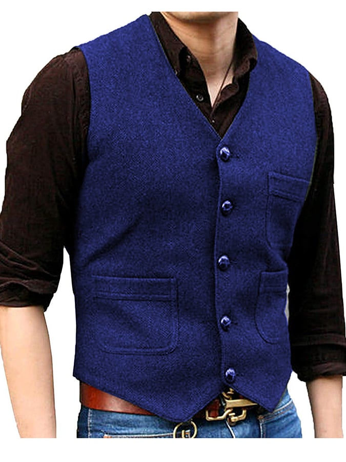 Fashion Temperament Men's Single-Breasted Slim Vest Vest