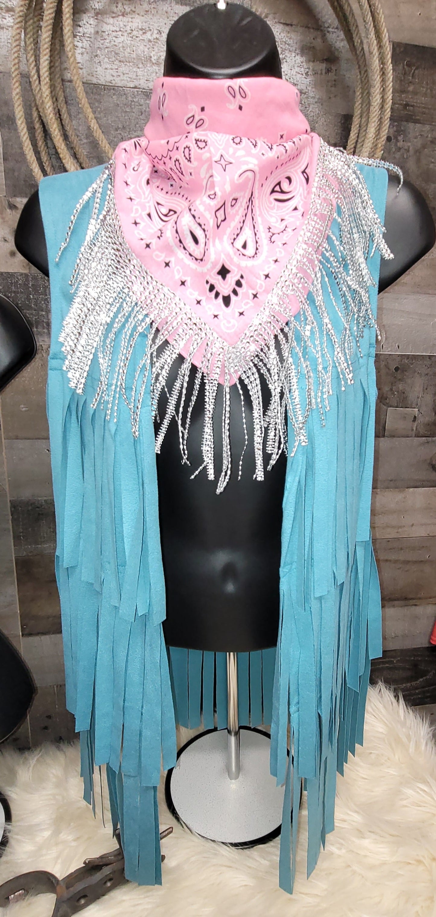 Rhinestone fringe bandana