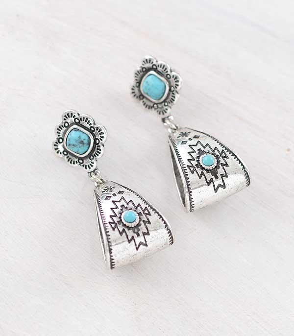 Southwestern Stirrup Silver Tone Earrings