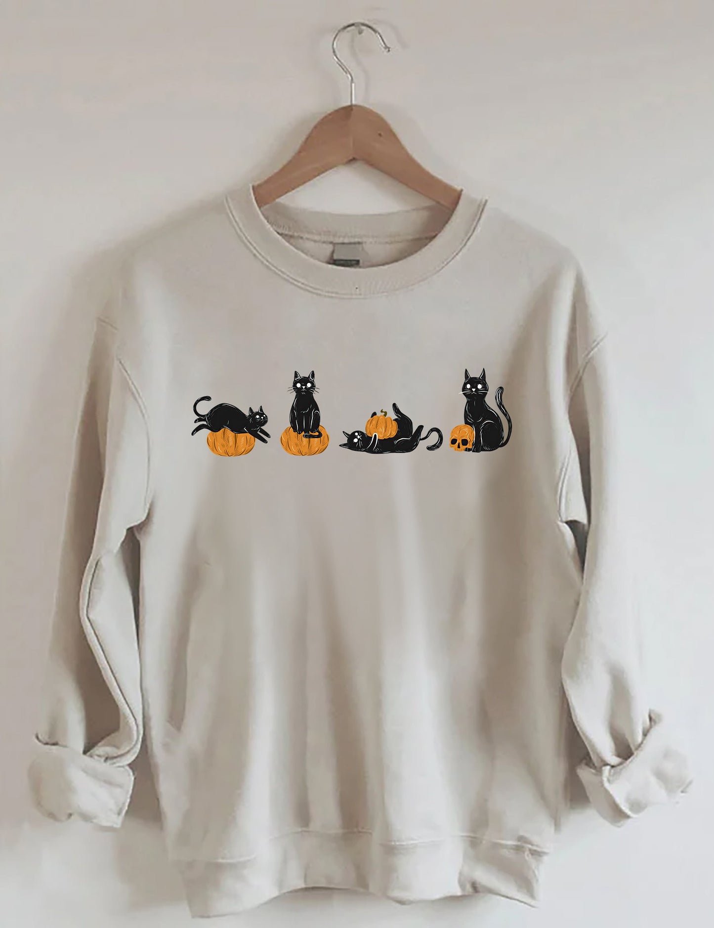 Halloween Pumpkin And Cats Sweatshirt