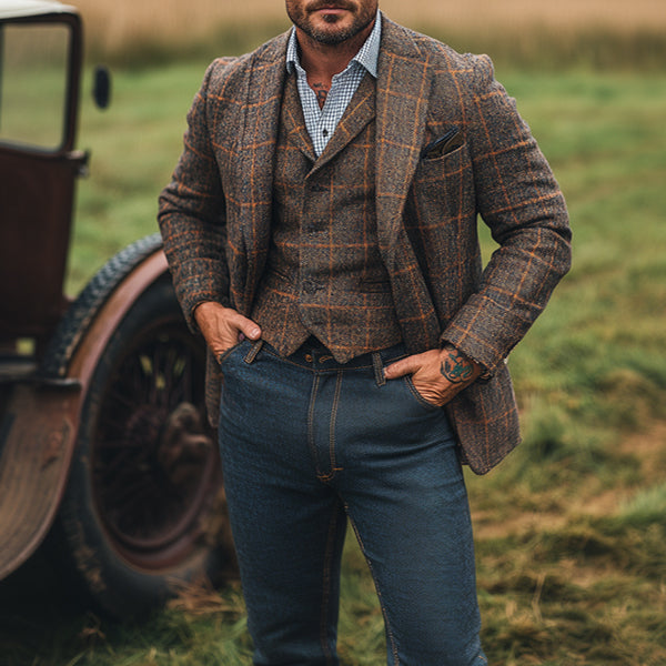 Men's Retro Country Western Contrast Blazer