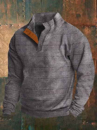 Men's Retro Western Stand Collar Sweatshirt