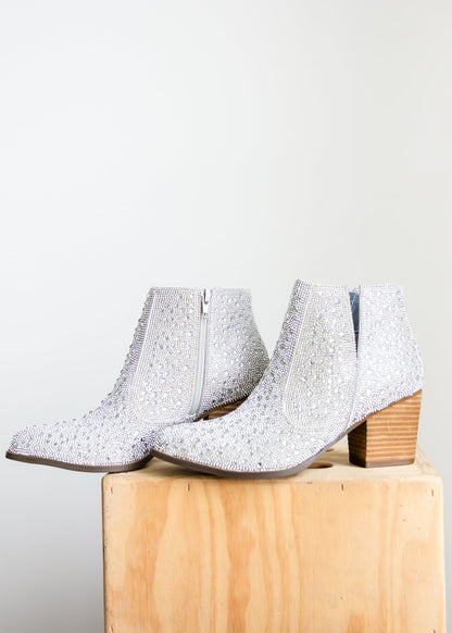 Shine On Rhinestone Bootie in Silver