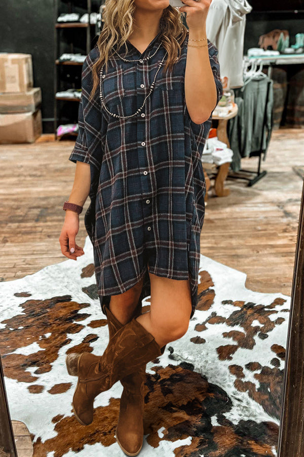 Unique Plaid Button Down Dress