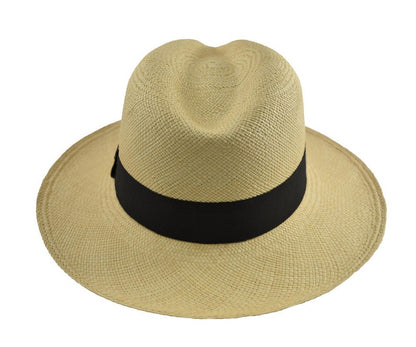 Genuine Panama Hat - Customizable Band Color - Classic Summer Fedora - Natural Toquilla Straw - Handwoven in Ecuador - EA - HatBox Included