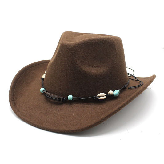 Unisex Fall Vintage Western Cowboy Woolen Sun Protection Wide Brim Hat