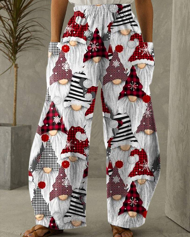 Christmas Printed Casual Trousers