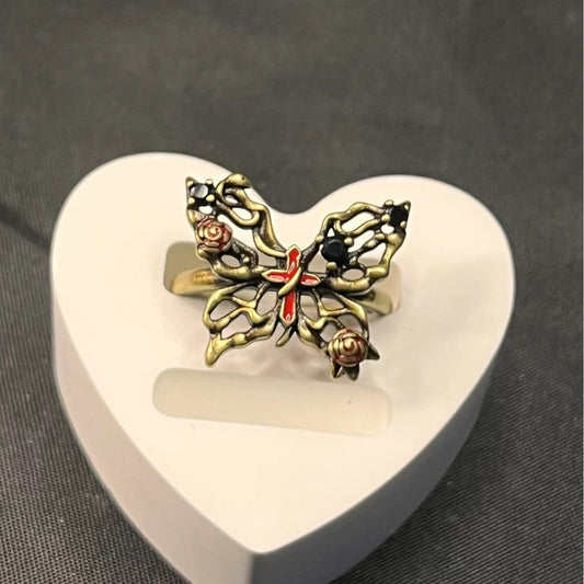 Women's Retro Butterfly Ring Open Adjustable Ring