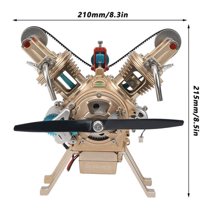 V2 Car Engine Assembly Kit Full Metal VTwin 2 Cylinder Engine Build Kit Gift for Collection (217pcs)