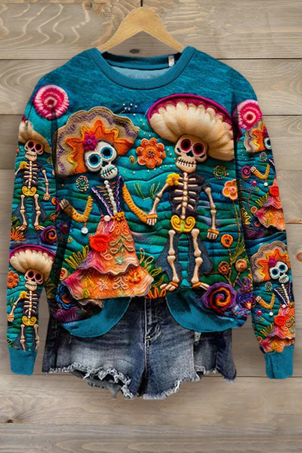 Mexican Day of The Dead Print Sweatshirt