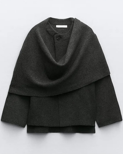 Asymmetric Scarf Knit long-Sleeved Coat