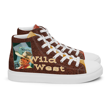 Vintage Wild West Cowboy Women__ high top canvas shoes