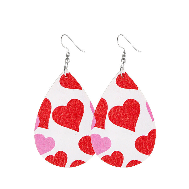 Valentine's Day Hearts Print Teardrop Earrings