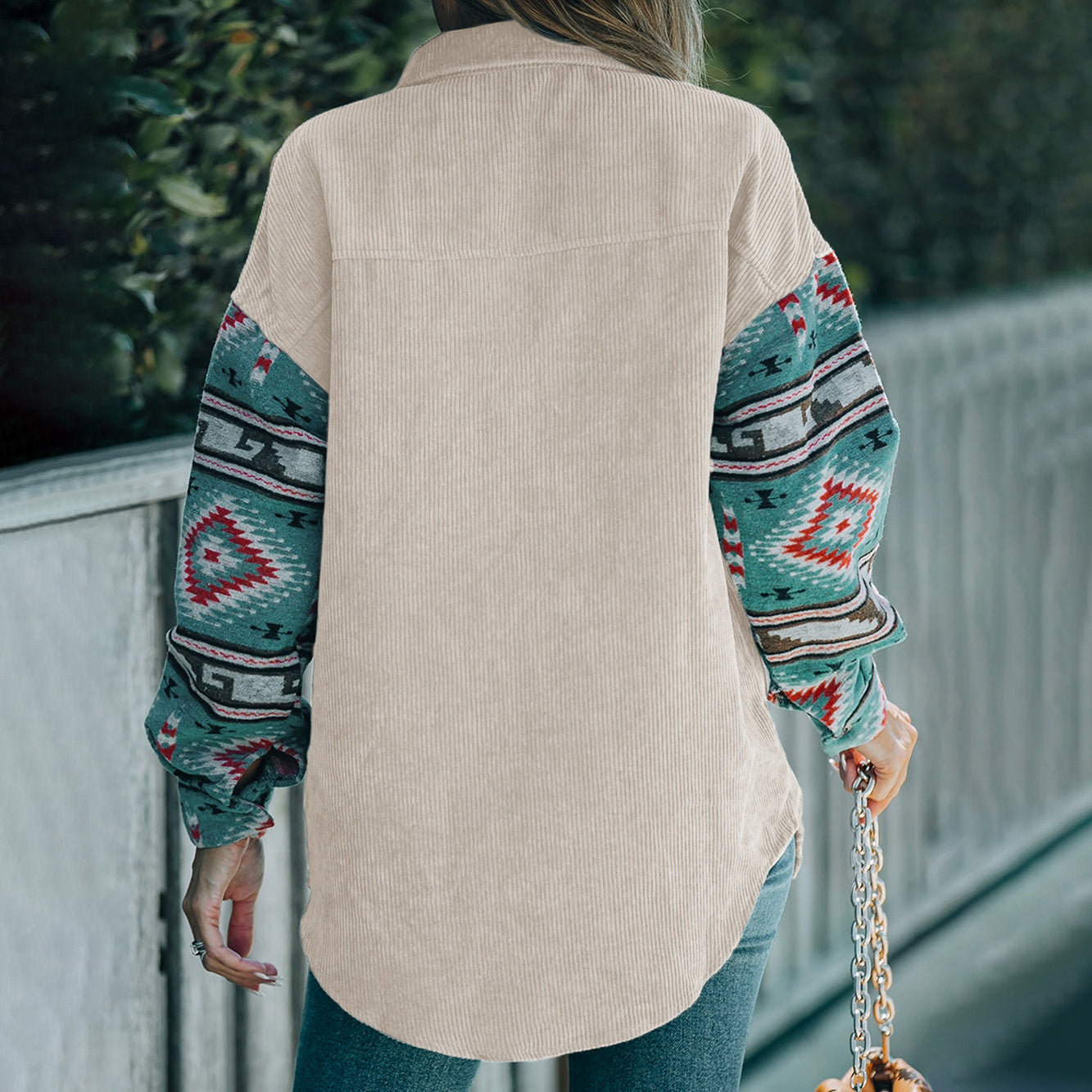 Ethnic Style Patchwork Thin Jacket Corduroy Cardigan