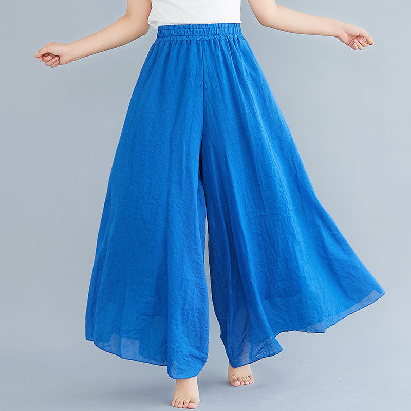 Casual Solid Elastic High Waist Wide Leg Pants