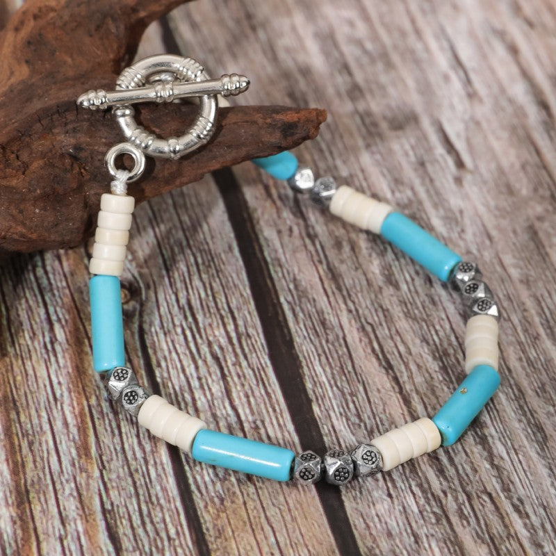 Unisex Retro Ethnic Turquoise Coconut Shell Bracelet