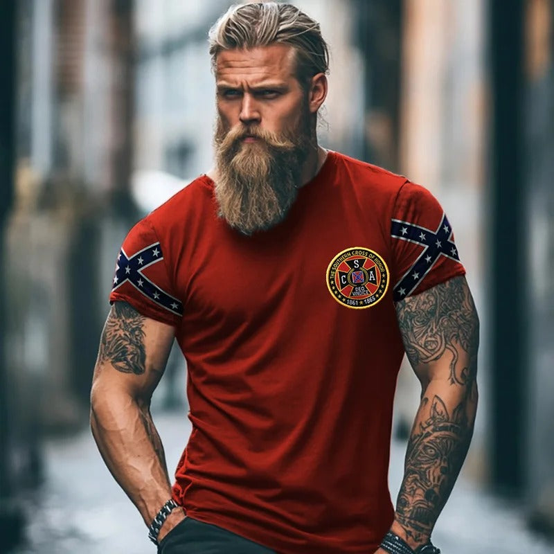 Men's Rebel Flag Print T-Shirt