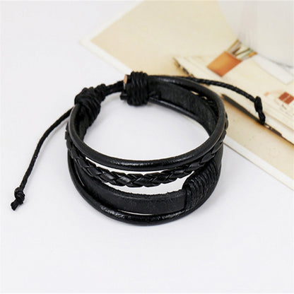 Unisex Quadruple Braided Leather Surf Bracelet