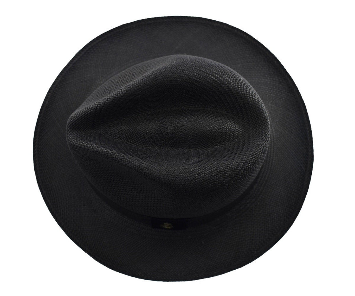 Advanced Original Panama Hat-Black Toquilla Straw-Handwoven in Ecuador (HatBox Included)