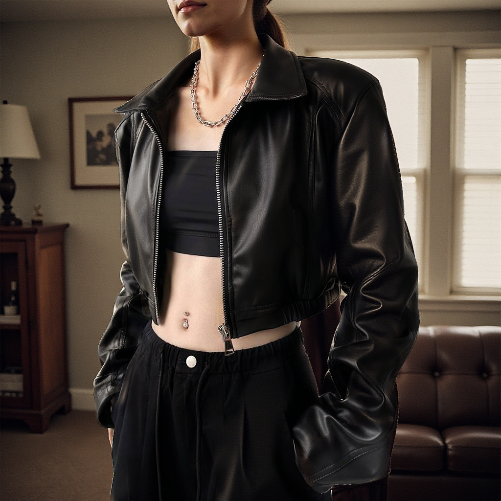 Black Short Leather Jacket