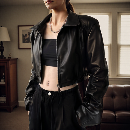 Black Short Leather Jacket