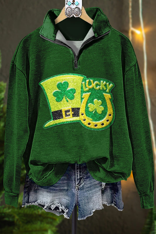 Classic Contrast St. Patrick's Day Print Sweatshirt