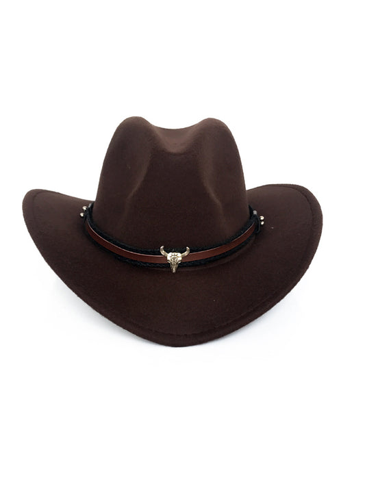 Men's Black Bull Decorate Felt Hat