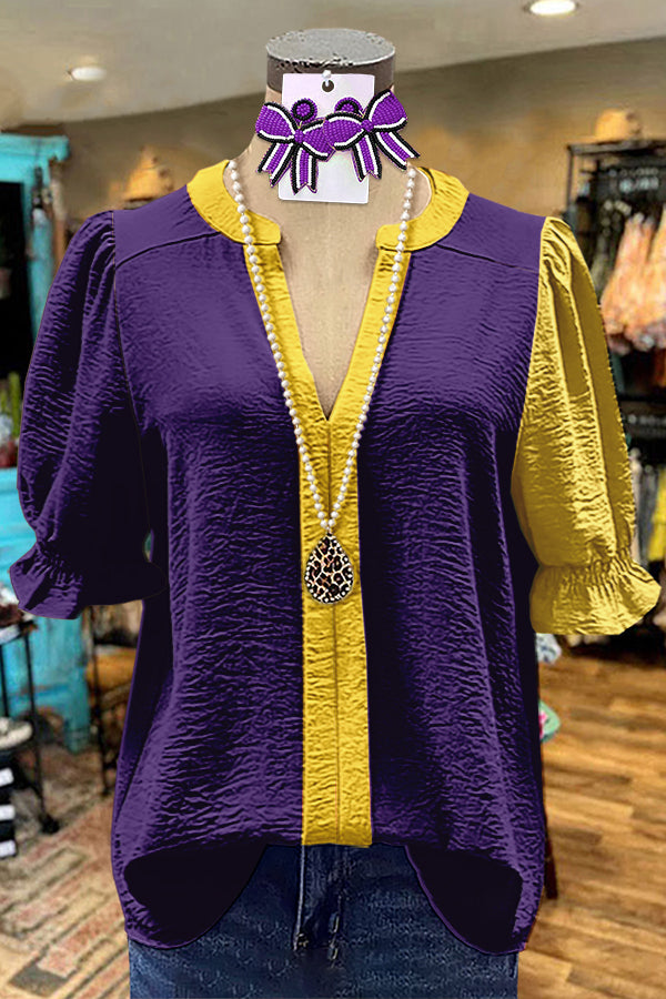 Purple Puff Sleeve Blouse