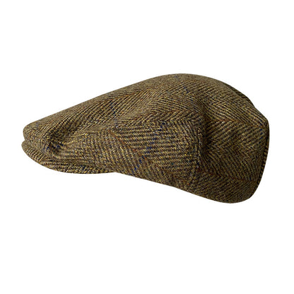 THE PEAKED Marl Flat Hat -Harris Tweed