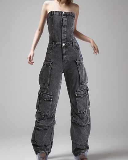 Braided Multi-Pocketed Broken Clothes Jumpsuits