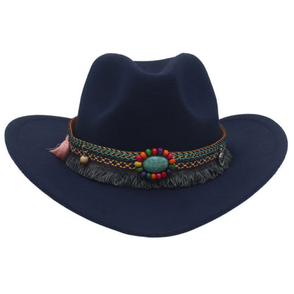 Unisex Fall Vintage Western Cowboy Woolen Sun Protection Wide Brim Hat