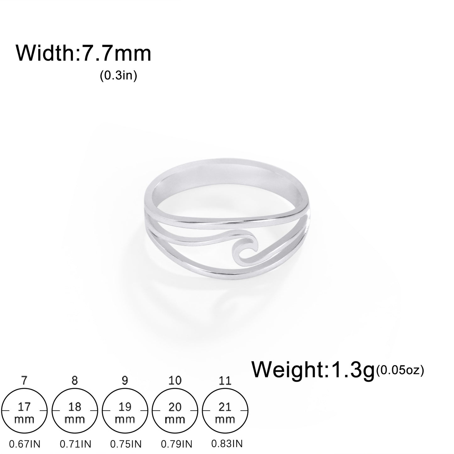 Minimalist Unisex Ocean Surf Wave Ring