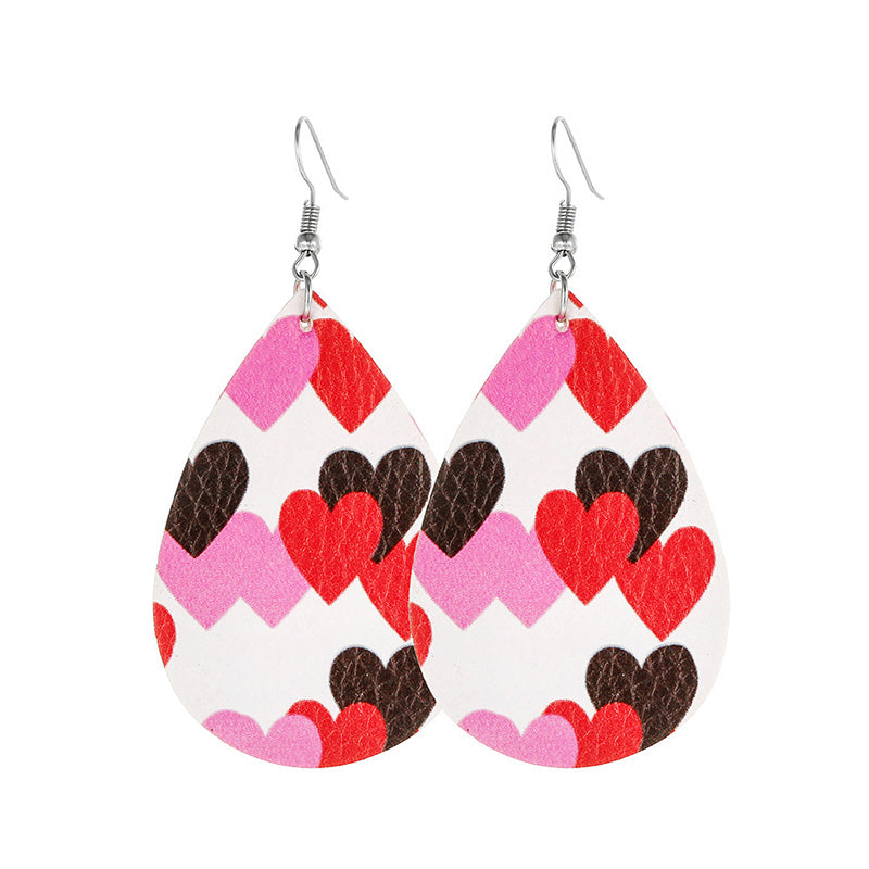 Valentine's Day Hearts Print Teardrop Earrings