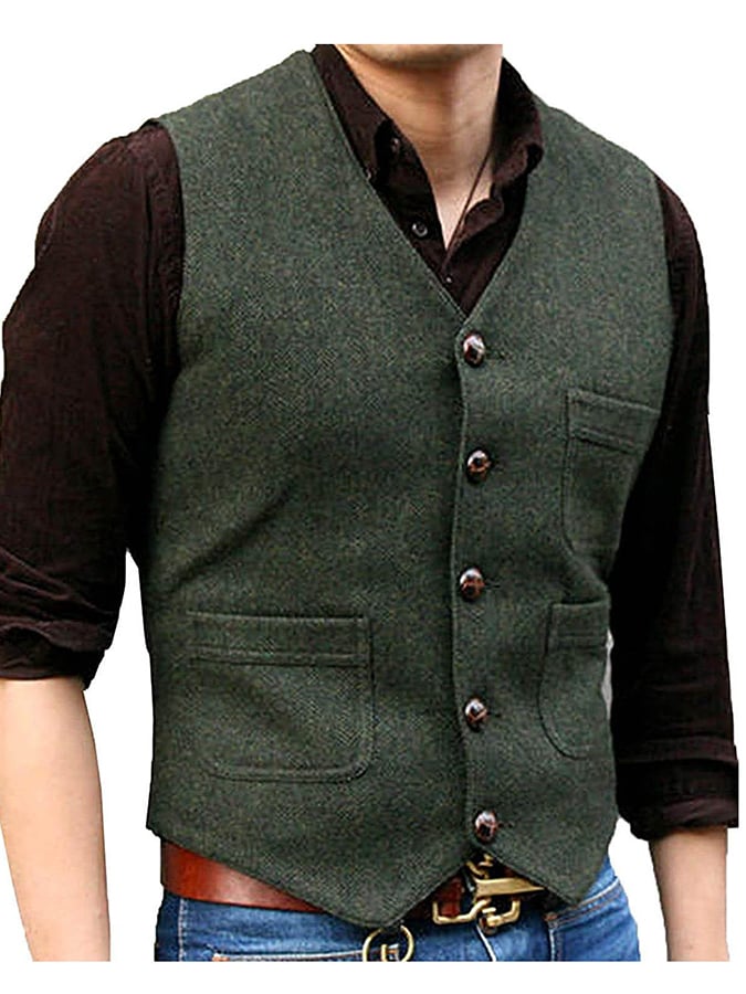 Fashion Temperament Men's Single-Breasted Slim Vest Vest