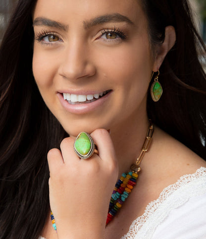 Lime Turquoise Boulder Statement Ring