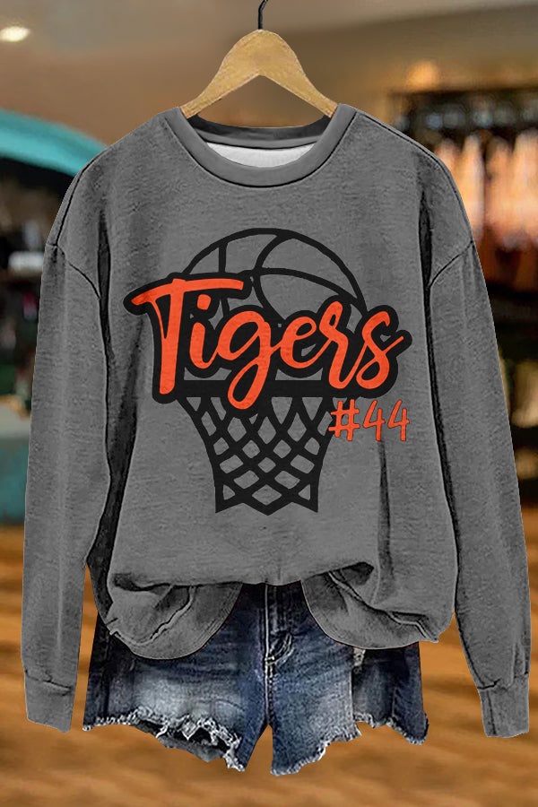 Chic Gameday Basketball Tigers Print Sweatshirt