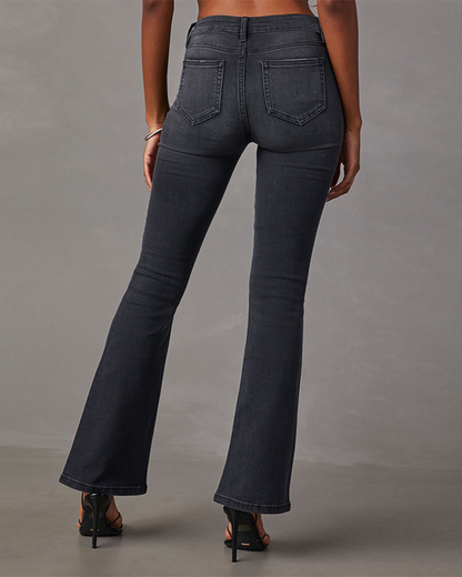 High-Waisted Slim Bootcut Jeans