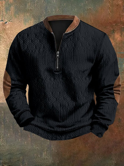 Men's Vintage Knit Jacquard Zipper Sweatshirt