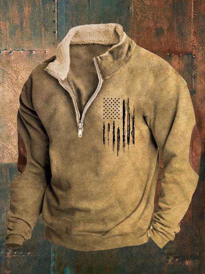 Men'S Vintage  Flag Print Sweatshirt