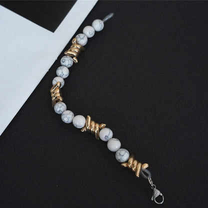 Vintage Metal Thorn White Turquoise Pearl Bracelet