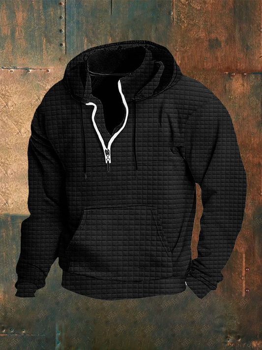 Men'S Waffle Collar Hooded Sweatshirt