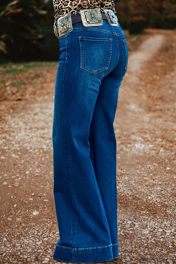 Vintage Washed Wide Leg Jeans