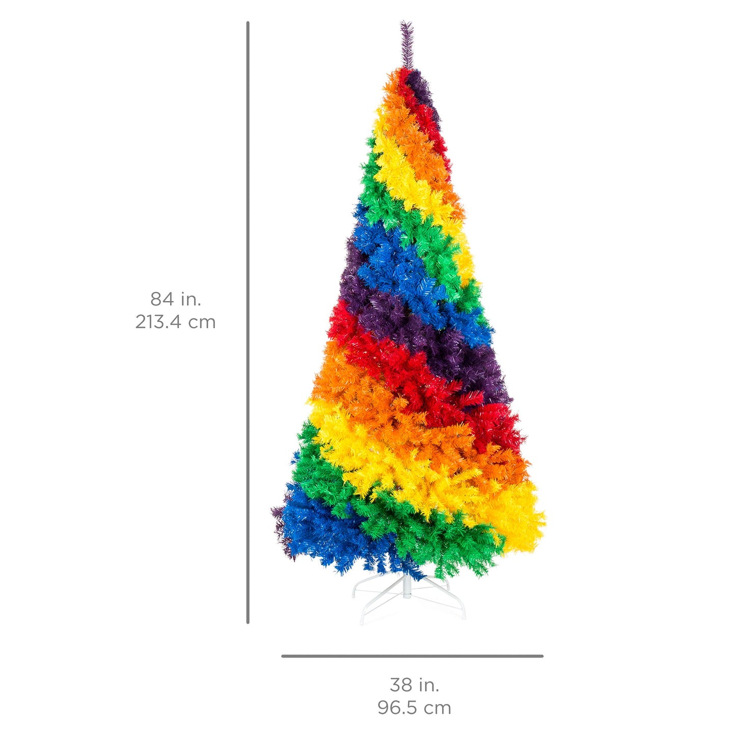 7ft Artificial Rainbow Full Fir Christmas Tree Holiday Decor w/ Metal Stand