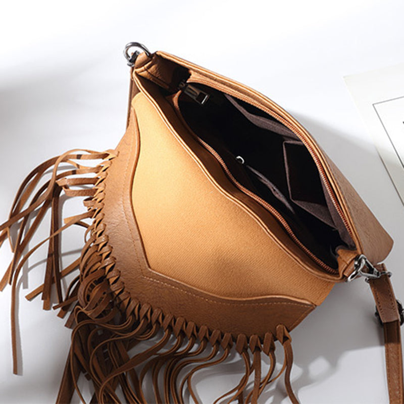 Solid Color Envelope Tassel Crossbody Bag