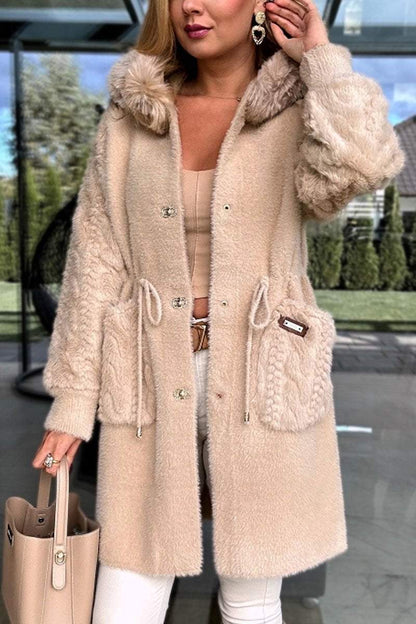 Women's Casual Solid Color Plush Jacket