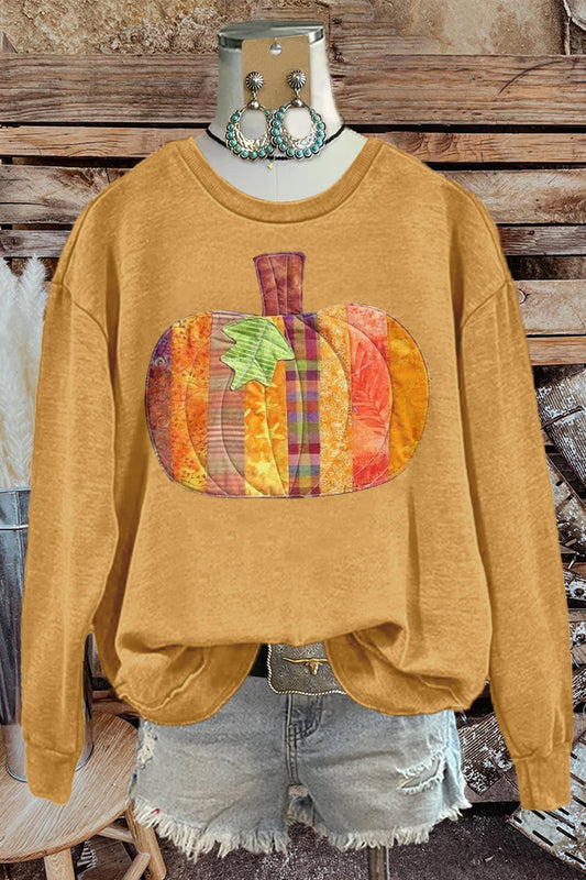 Cute Countryside Pumpkin Print Sweatshirt