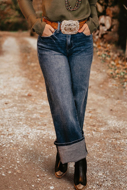 Vintage Washed Wide Leg Jeans