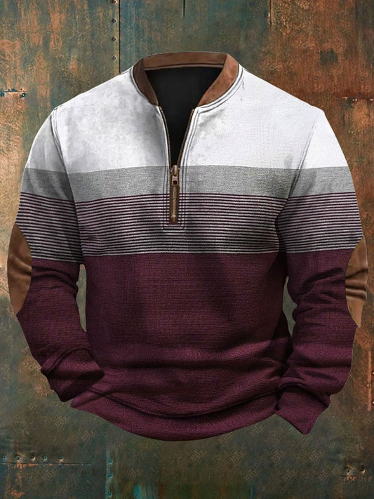 Men's Western Retro Textured Printed Sweatshirt